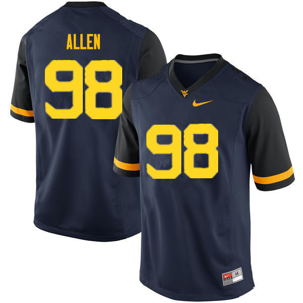 NCAA Men's Tyrese Allen West Virginia Mountaineers Navy #98 Nike Stitched Football College Authentic Jersey HZ23O27OP